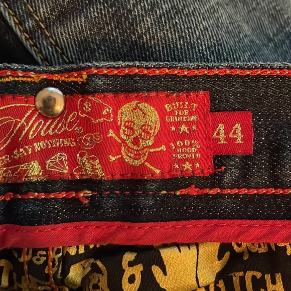 Stash House Denim Blue Jeans Baggy Pants Skulls Distressed - Picture 14 of 15